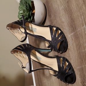 Betsy Johnson Black Shimmer Heels US size 7